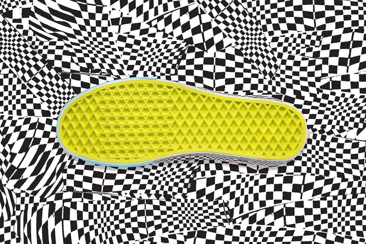 trippy checkerboard vans
